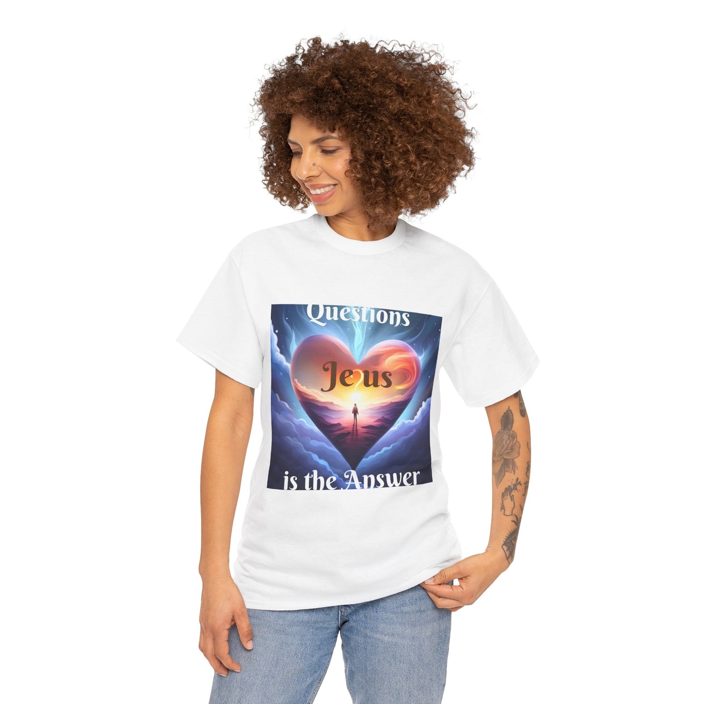 Jesus is the Answer Unisex Heavy Cotton Tee