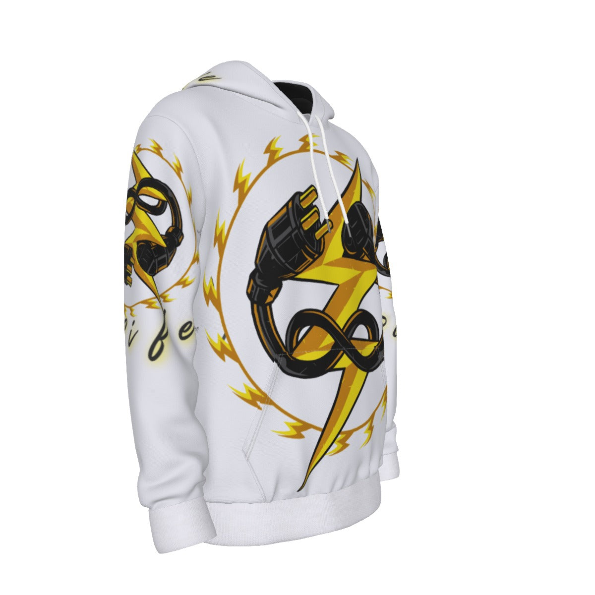 Powering Life All-Over Print Men's Thicken Pullover Hoodie