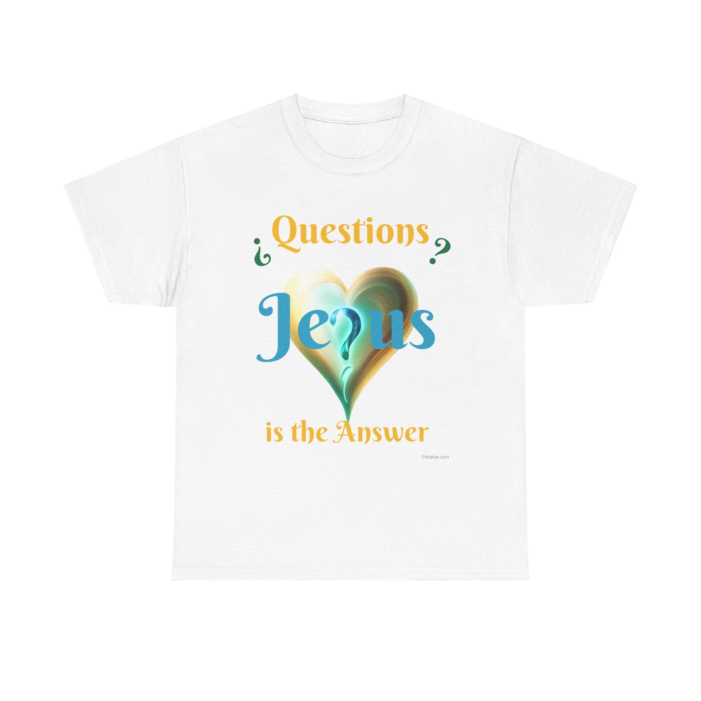 Jesus is the Answer with Fantasy Heart Unisex Heavy Cotton Tee